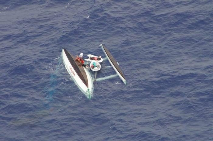 Capsized 36-foot Yapese Proa